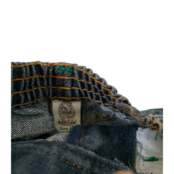 Street Property  Size 2T Unisex Blue Jeans Denim Green White Embroidered Pockets - Picture 2 of 3